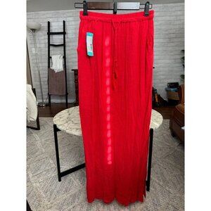 NWT Skies Are Blue Ria Maxi Skirt Red Drawstring Elastic Waist Womens Size S